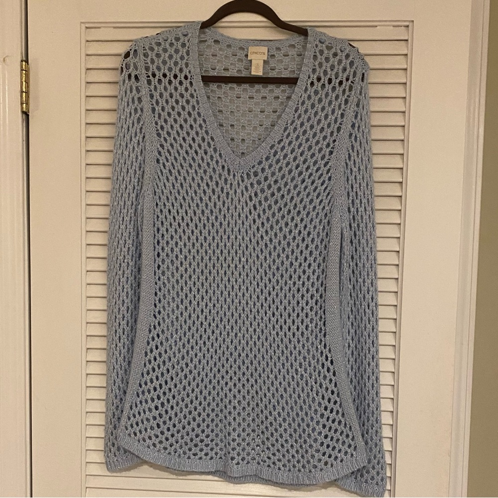 Chicos, size 3, blue sweater. New without tags.